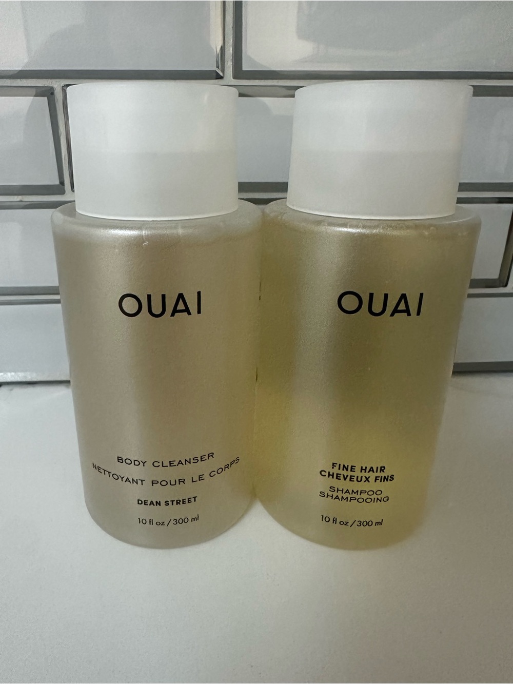 OUAI Body Cleanser & Fine Hair Shampoo — Clear Gold Bottles